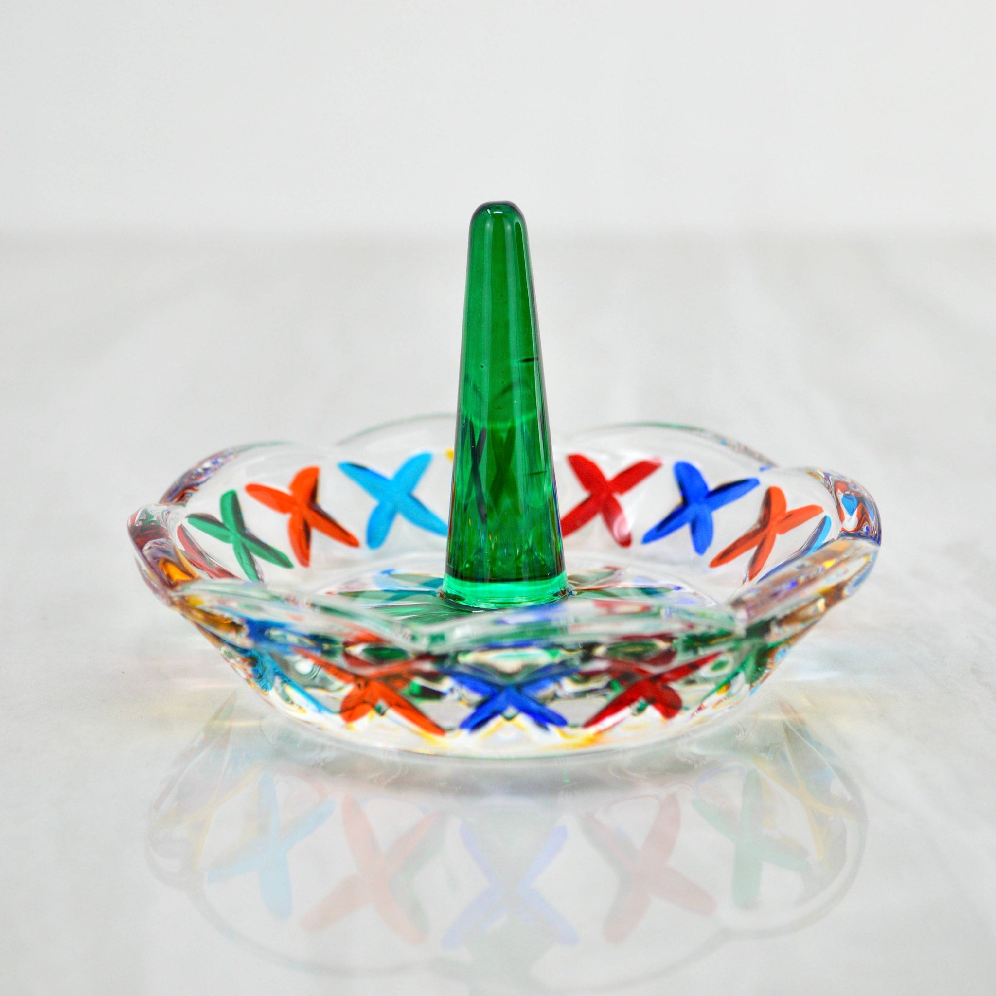 Ring Dish, Hand Painted Italian Crystal, Made in Italy