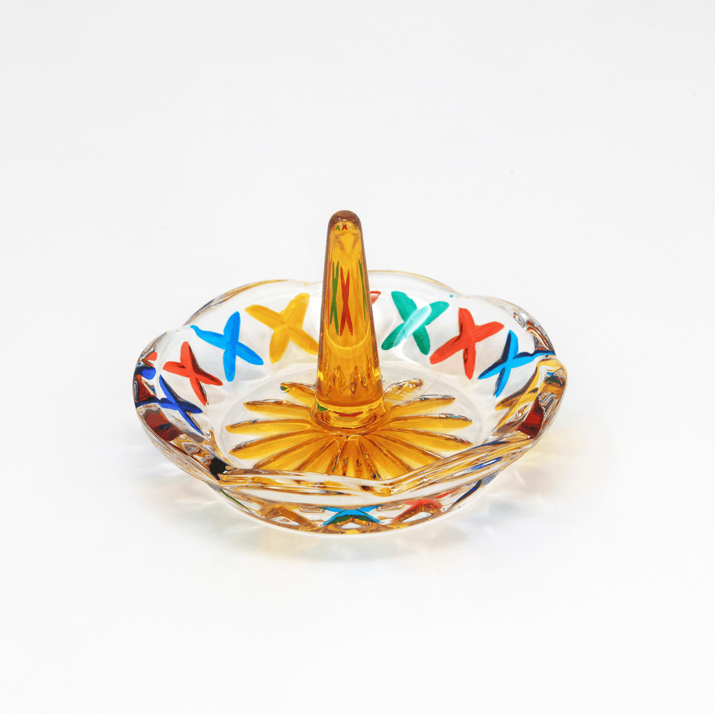 Ring Dish, Hand Painted Italian Crystal, Made in Italy
