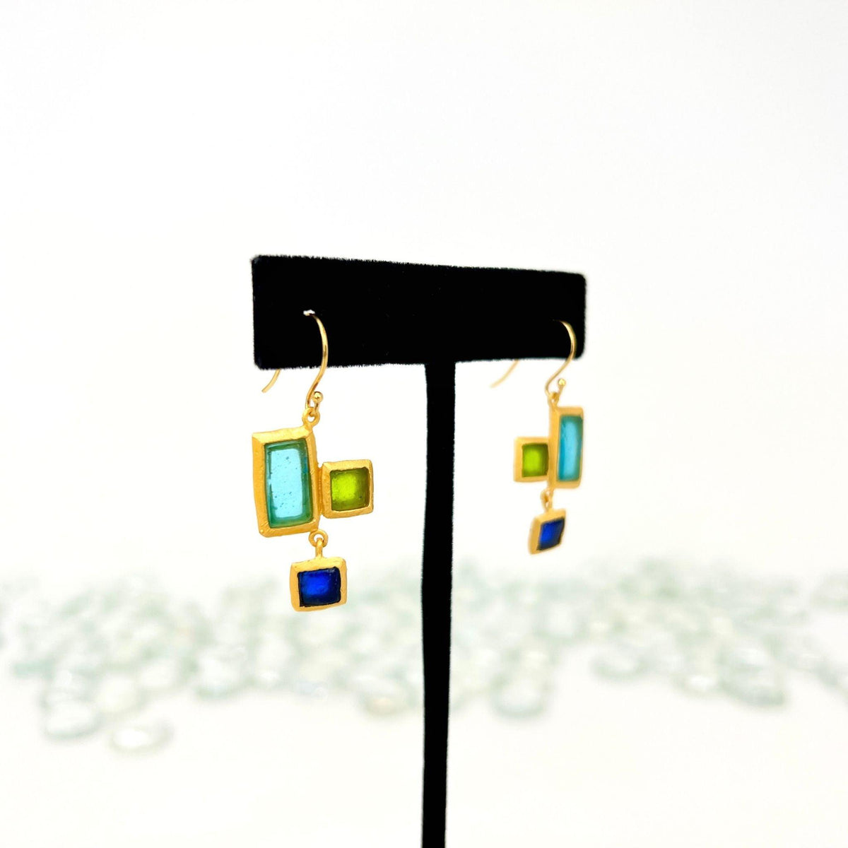 Mosaic Glass Short Dangle Earrings at MyItalianDecor