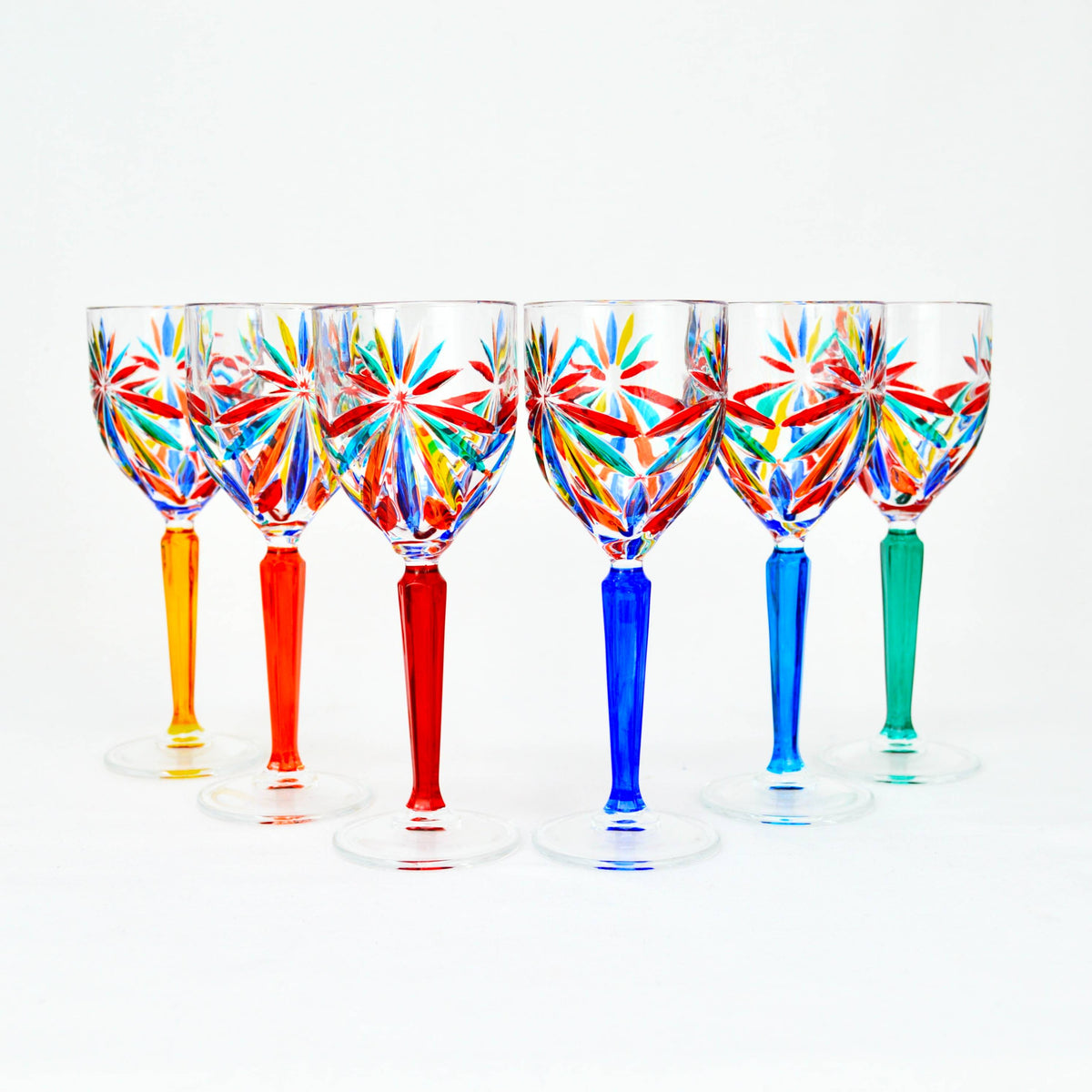 Starburst Cordial Glasses, Hand-Painted Italian Crystal, Set of 6 - My Italian Decor