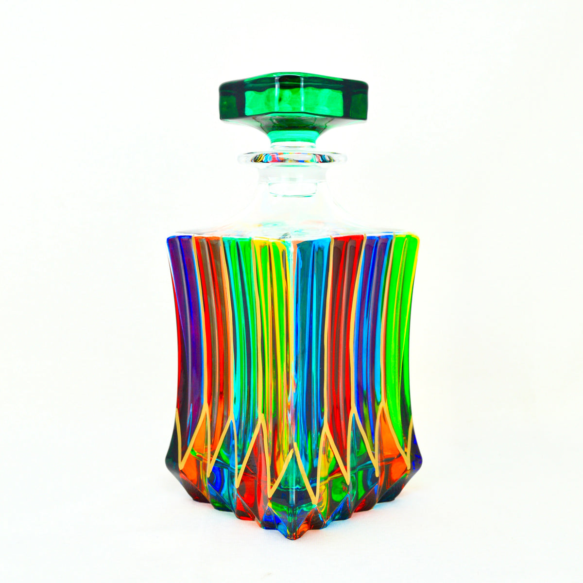 Swatch Decanter, Hand-Painted Italian Crystal, Made in Italy - My Italian Decor