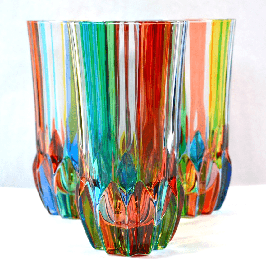 Swatch Tall Drink Glass, Set of 2 Hand-Painted Italian Crystal - MyItalianDecor