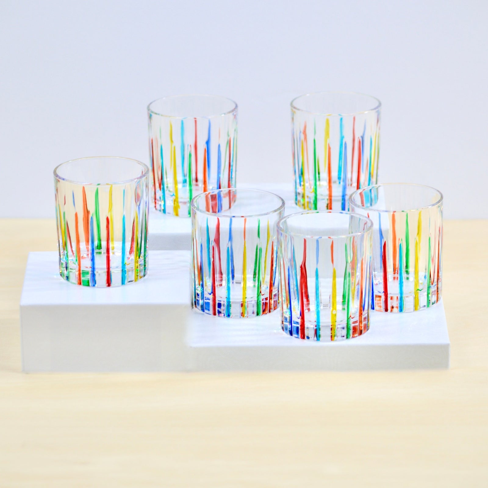 Timeless Shot Glasses, Hand-Painted Italian Crystal, Set of 6 - My Italian Decor