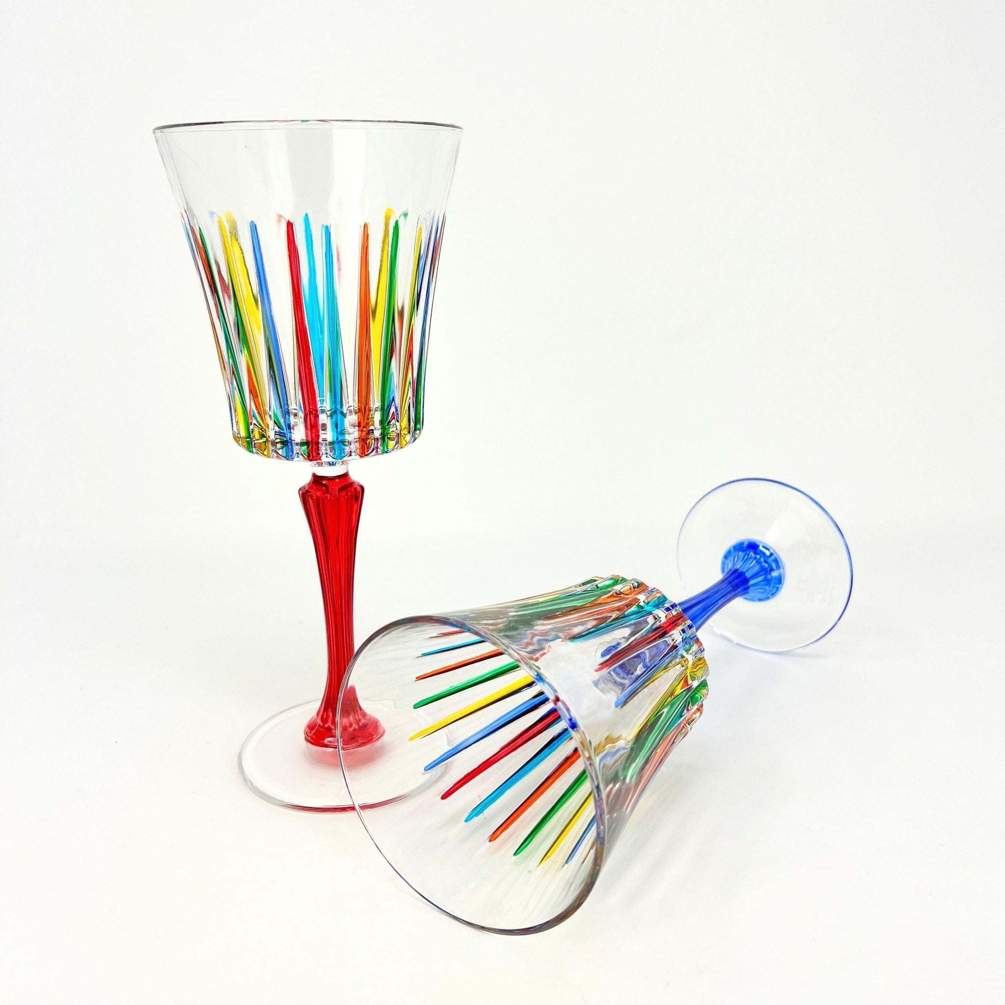Hand Painted Stained Glass Martini Glasses 8 oz - Crystal Glass with S