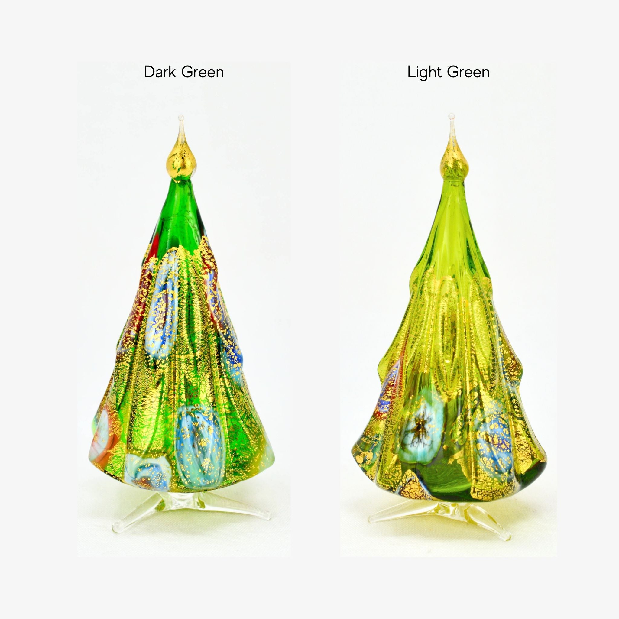 Murano Blown Glass Millefiori Christmas Tree, Handmade, 24k Gold - My Italian Decor