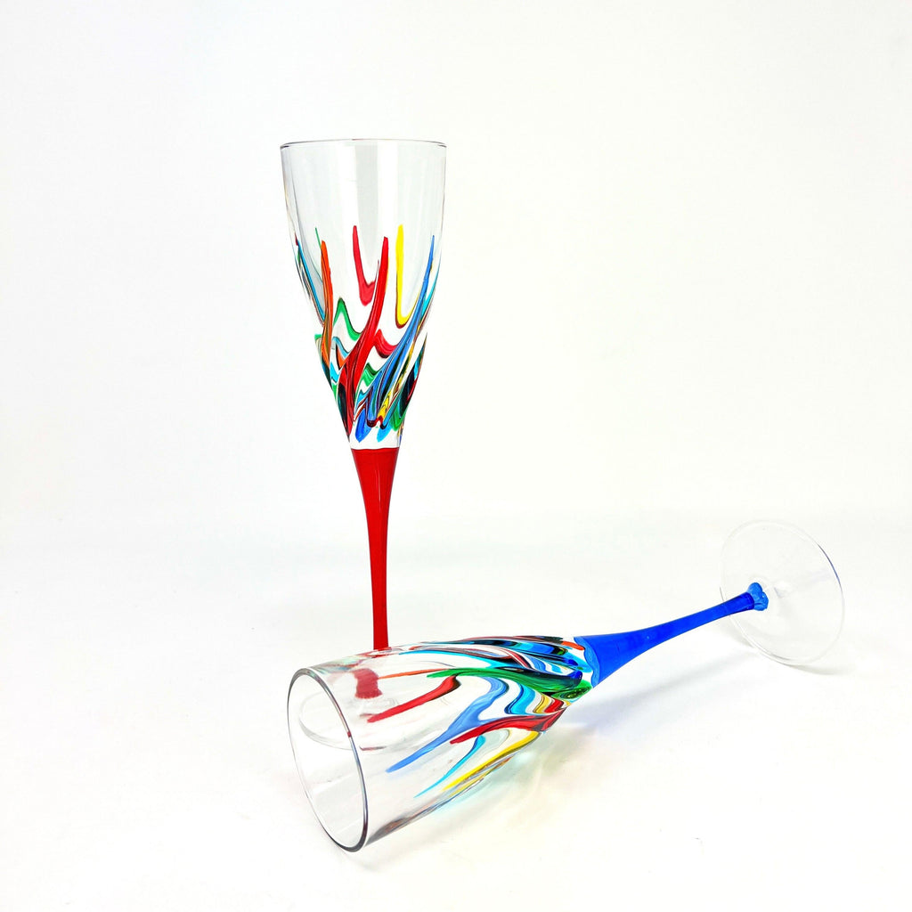 Hand-Painted Champagne Flute Set (2)