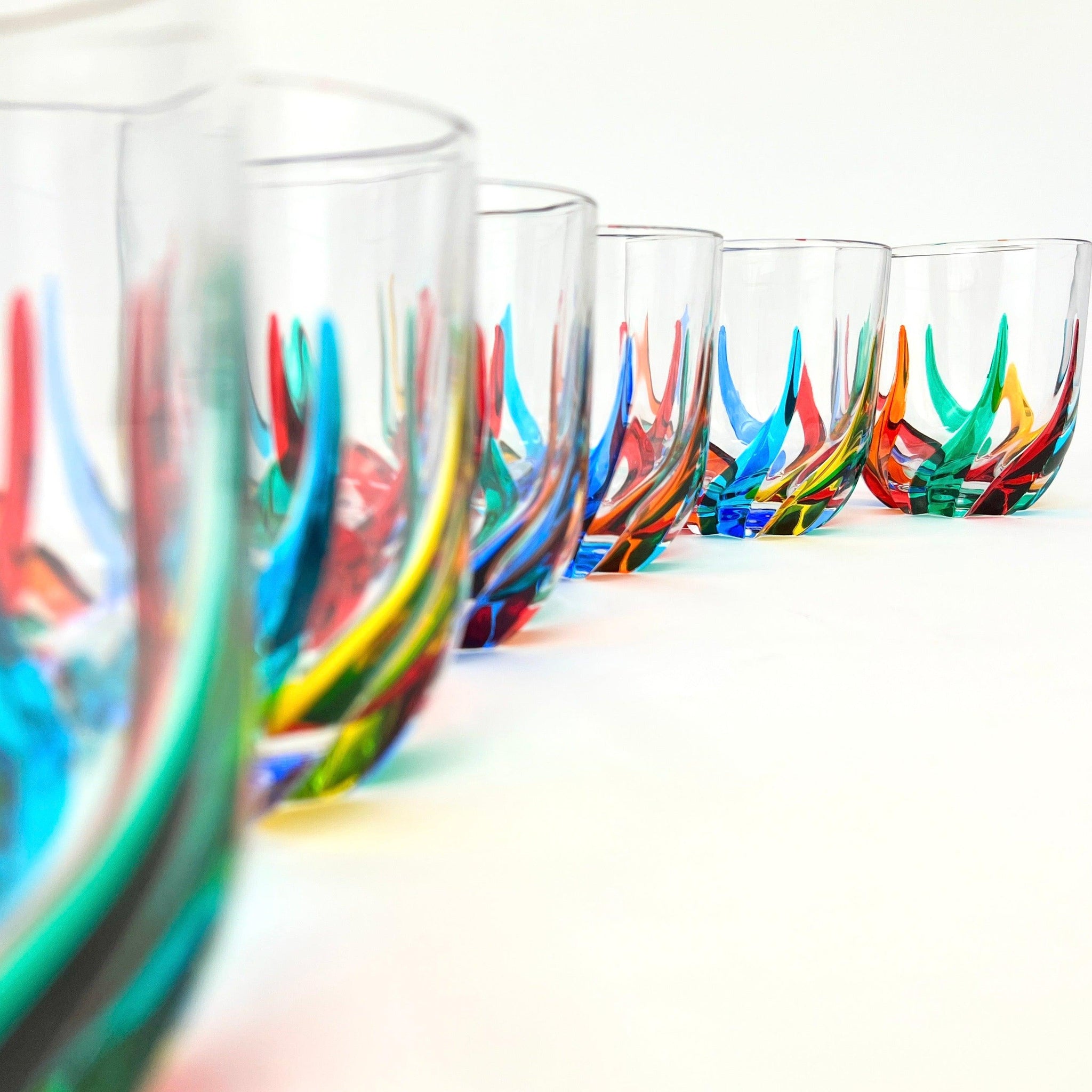 Set of two Trix short tumblers by MyItalianDecor, hand-painted Italian crystal drink glasses with elegant design.