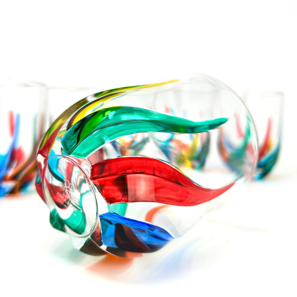 Trix Short Drink Glasses, Hand-Painted Italian Crystal, Set of 2 at MyItalianDecor