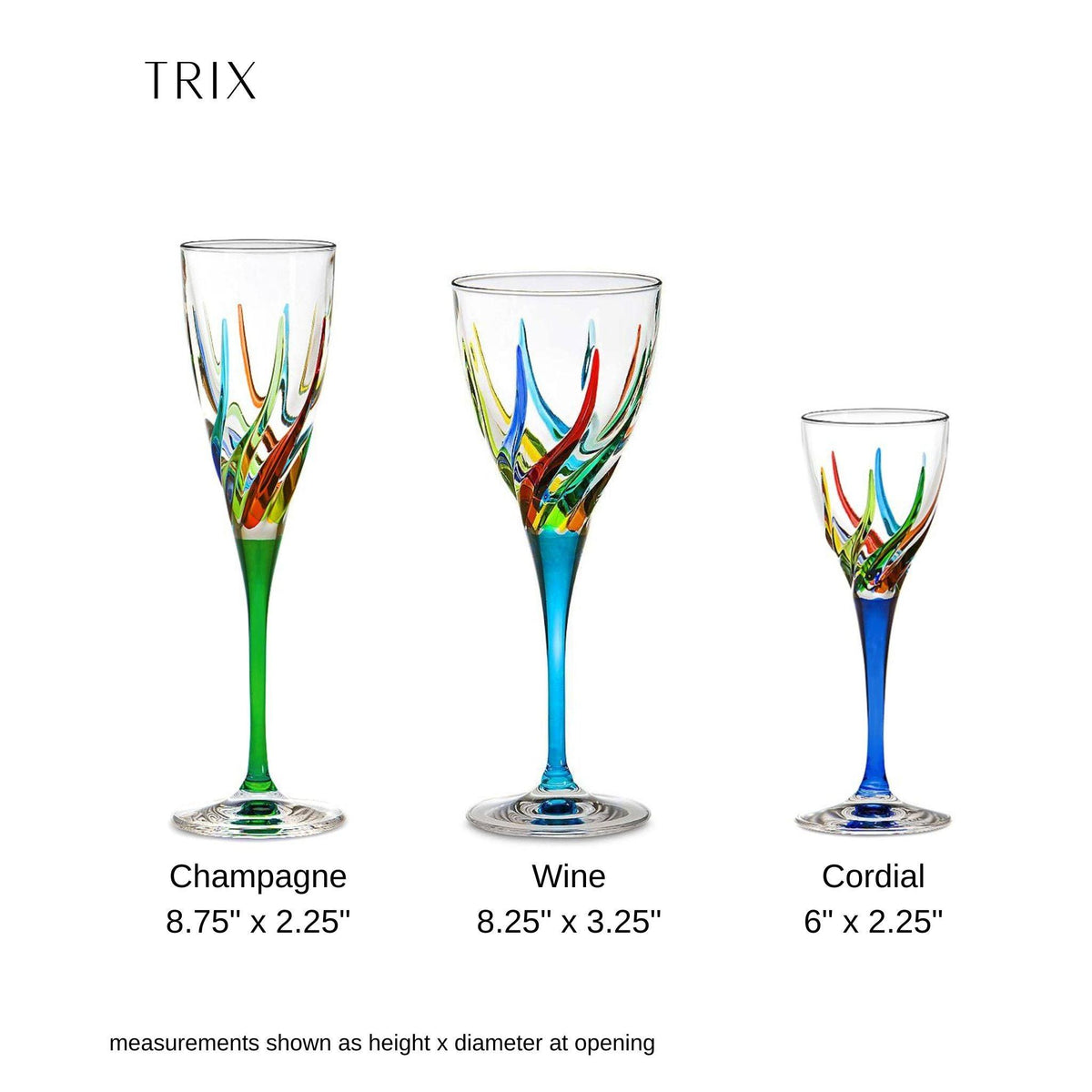 Trix Wine Glasses, Hand-Painted Italian Crystal at MyItalianDecor
