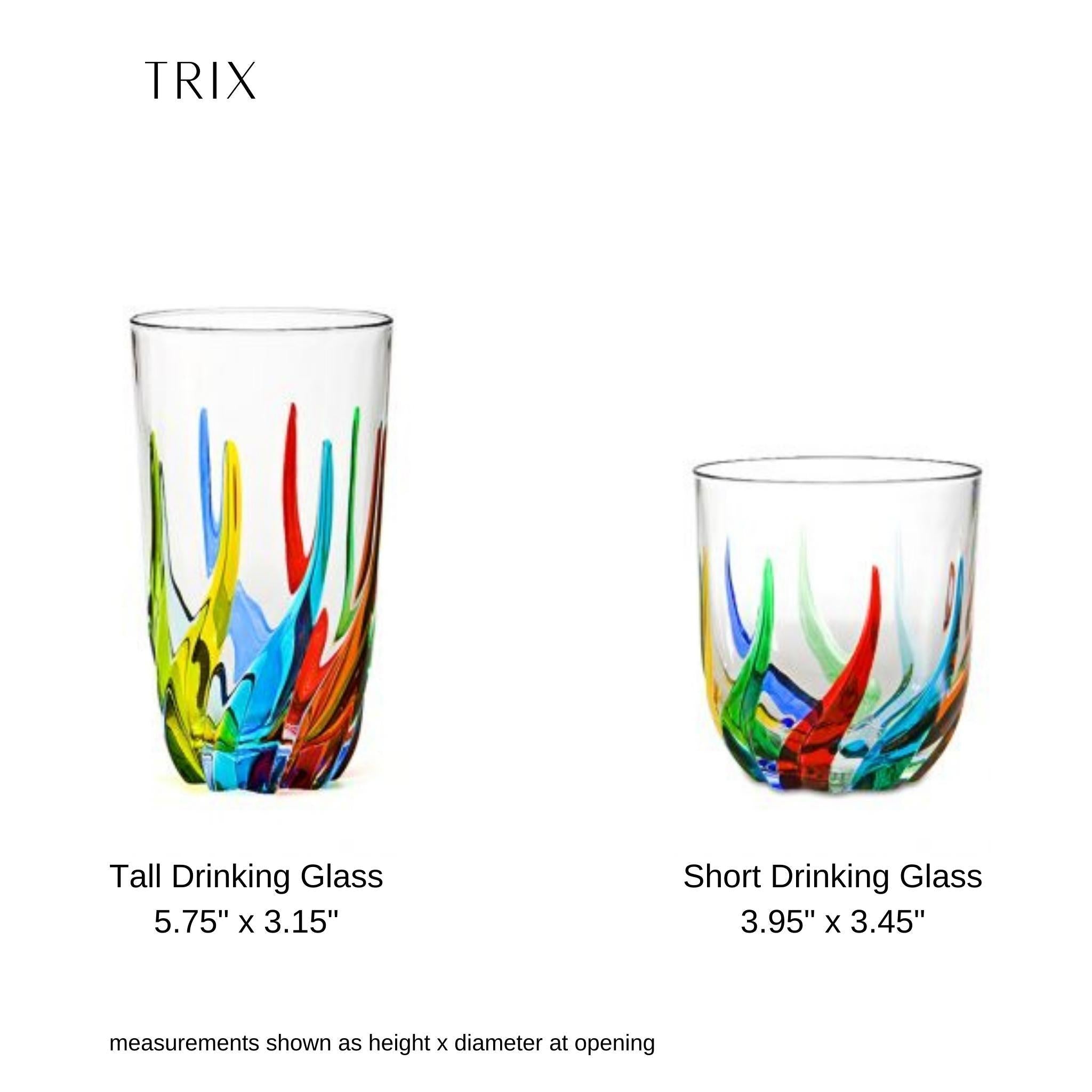 Set of two Trix short drink glasses by MyItalianDecor, hand-painted Italian crystal tumblers with elegant design.