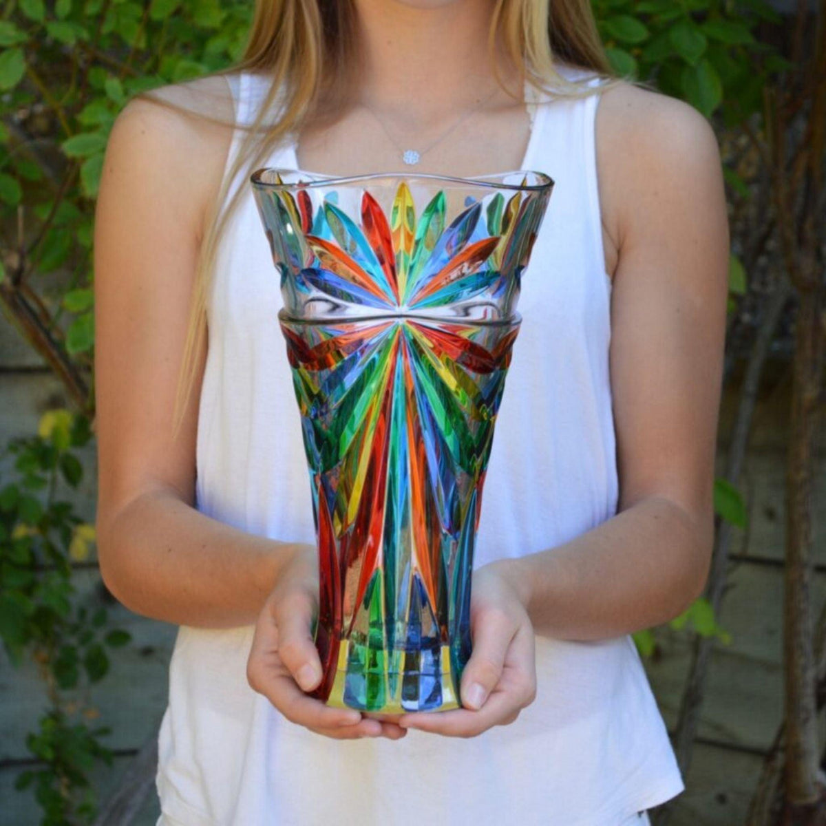 Starburst Luxury Vase, Hand Painted Crystal, Made in Italy at MyItalianDecor