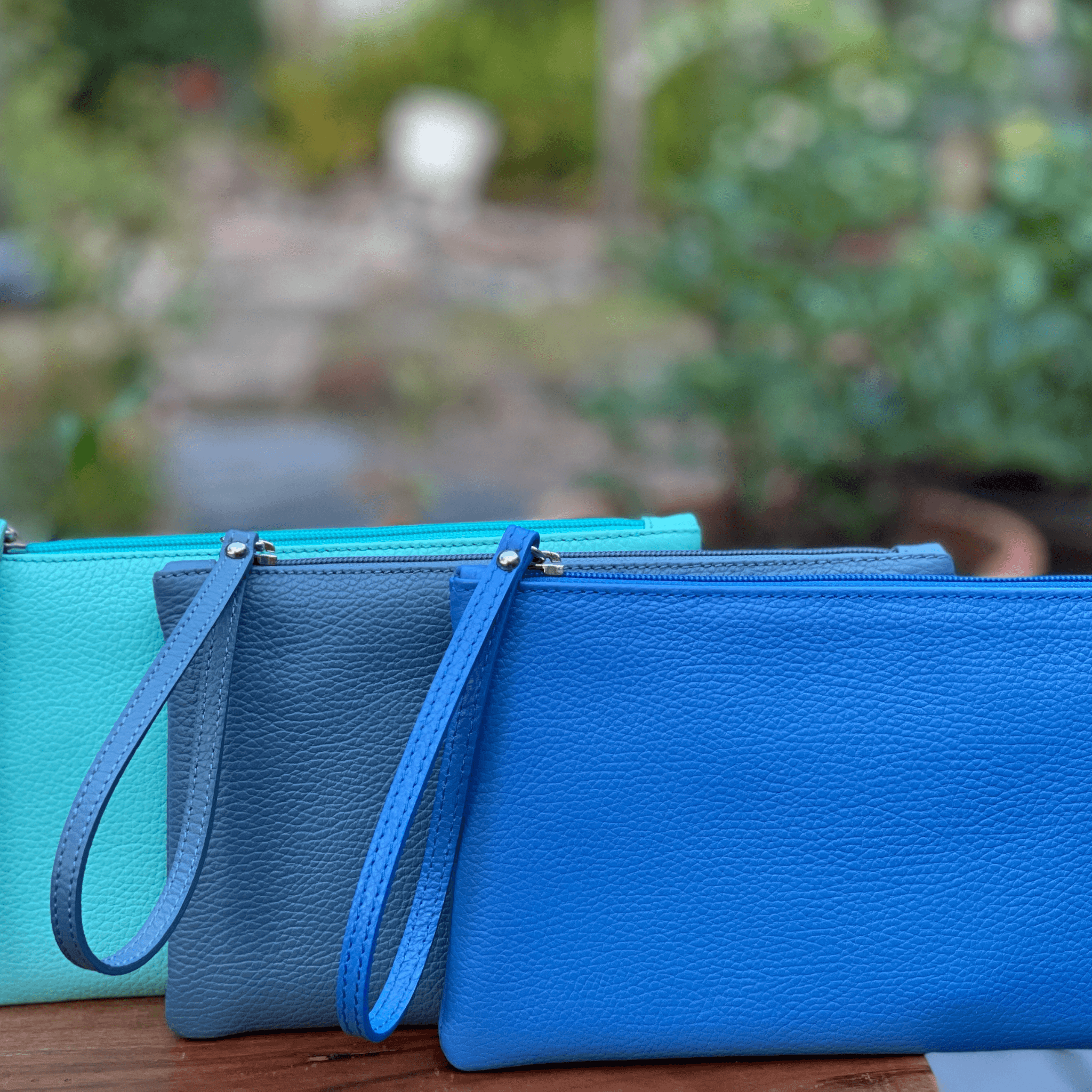 Blue wristlet bag best sale